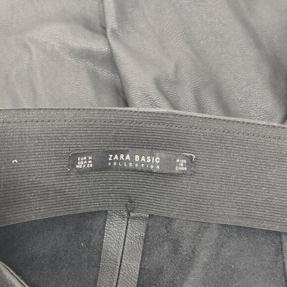 Zara Basic Black Faux Leather Ankle Lace-Up Leggings Women SZ M Zipper Closure - Picture 3 of 11